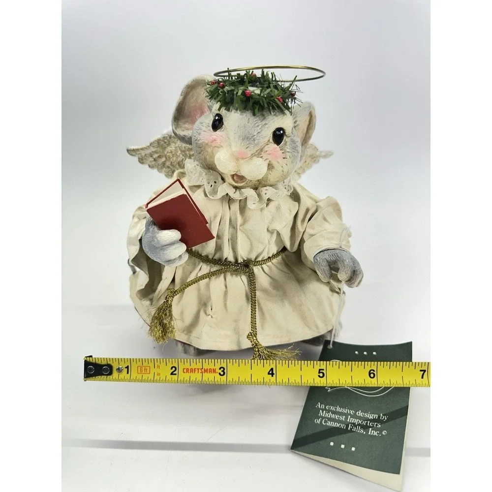 Vintage Midwest Cannon Falls Angel Mouse Fabric Mache Figurine Christmas Taiwan